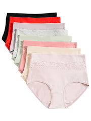 8 Pack Plus Size Floral Jacquard Briefs Set Women High Stretch Panties 8pcs