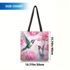 Roses & Hummingbird Printed Shoulder Bag Lightweight & Versatile