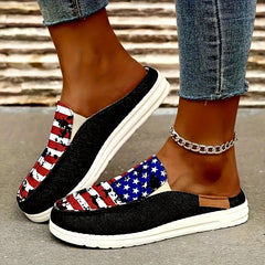 Women's Flag Pattern Slip On Flat Shoes Lightweight Casual Outdoor Shoes