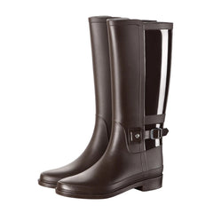 Women's Waterproof Knee High Boots Low Heel Slip On Outdoor Shoes