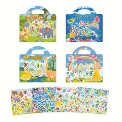 Animals Sticker Activity Books Removable & Restickable - Travel Toys