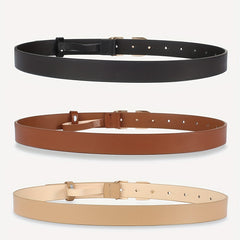 3pcs Double D Buckle Belt Set Classic PU Leather Waist Belt Women