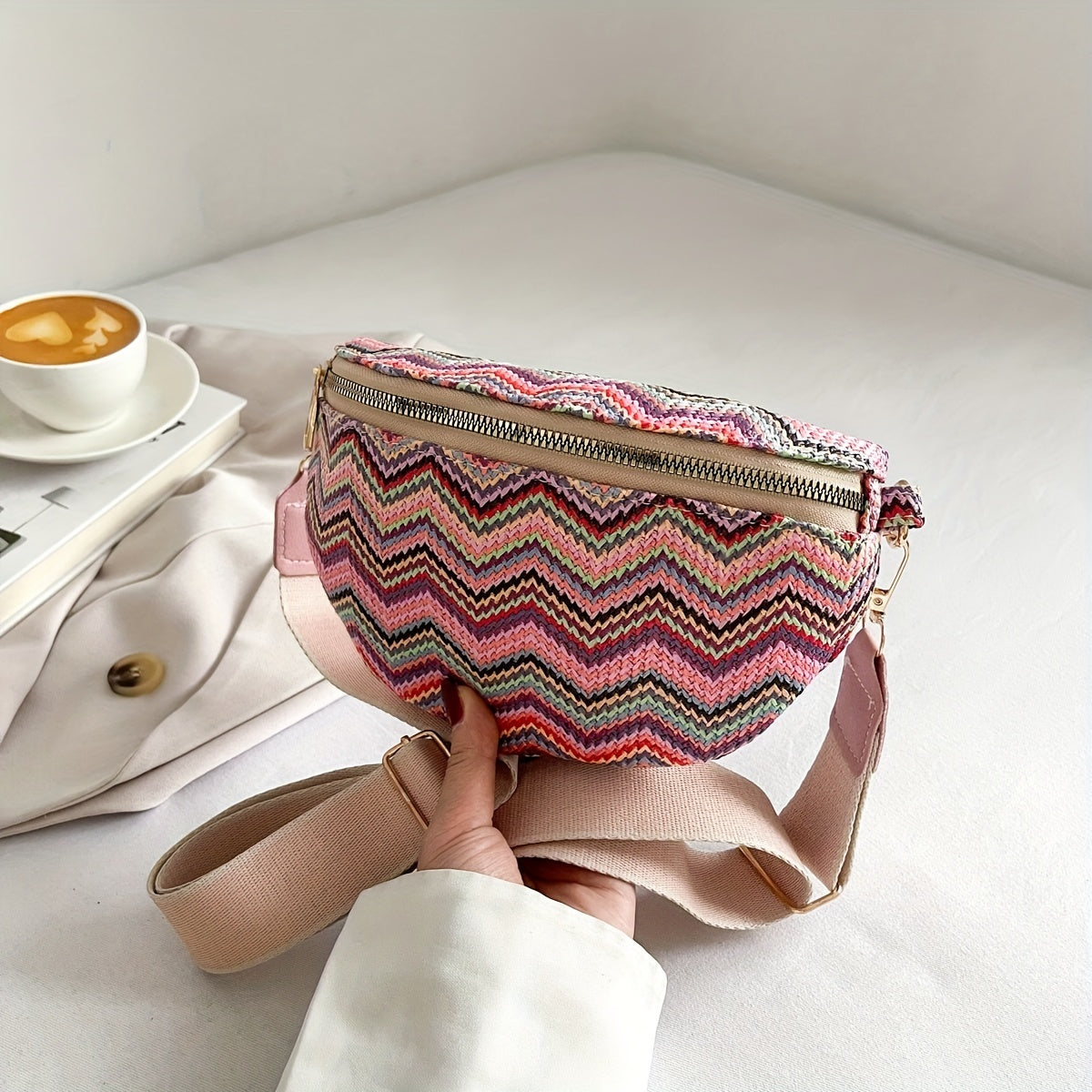 Ethnic Style Straw Woven Fanny Pack Crossbody Bag