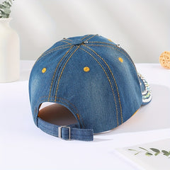 Colorful Rhinestone Butterfly Baseball Cap Patch Distressed Dad Hat
