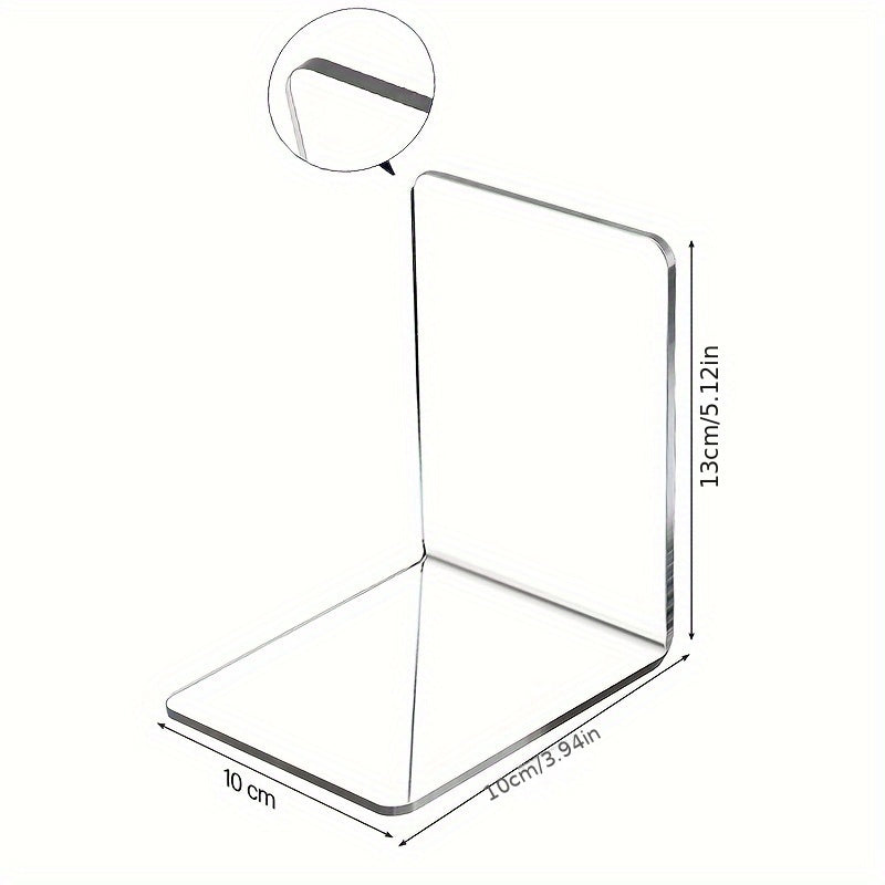 Transparent Acrylic Book Stand L-shaped Bookend for Display or Storage