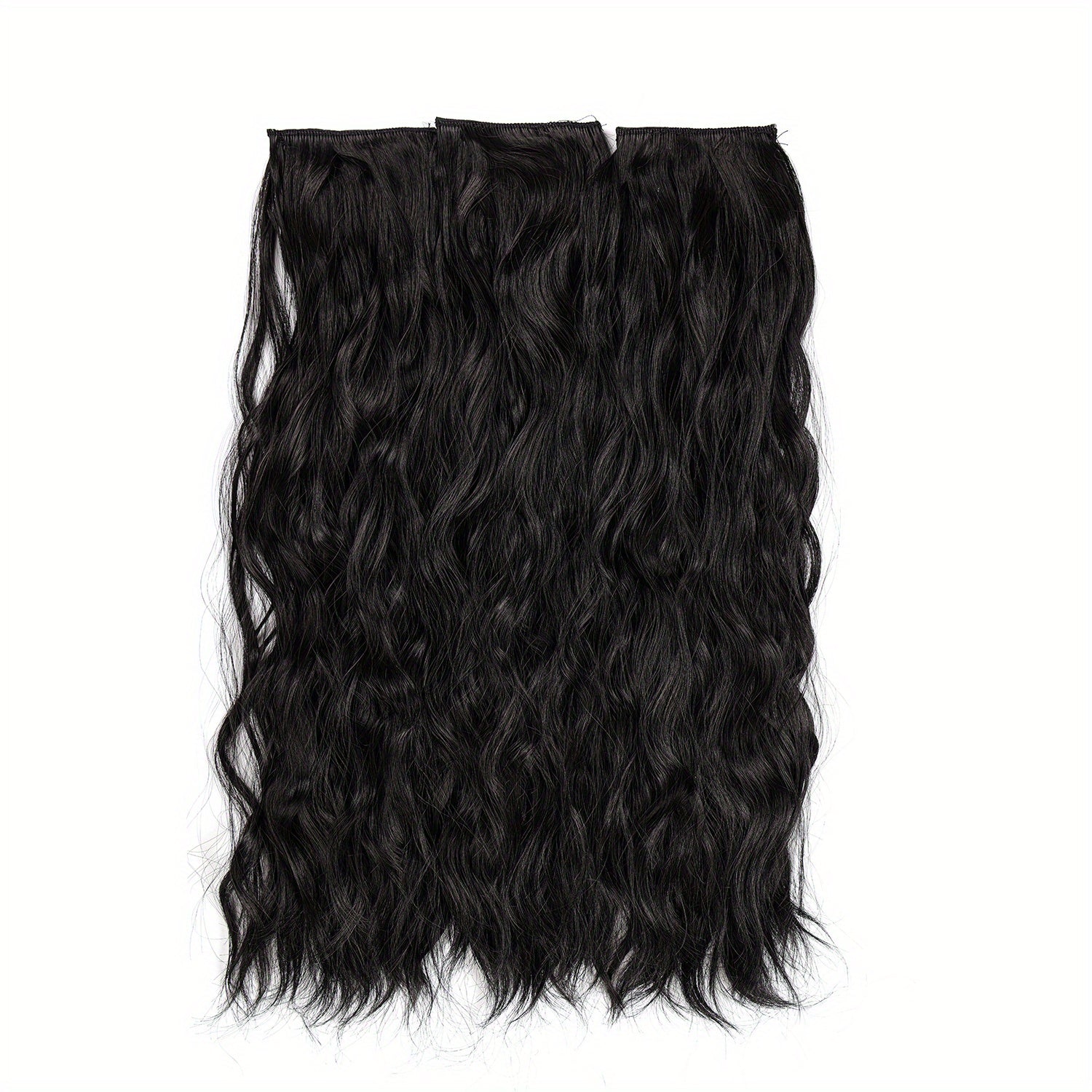 3pcs Water Wave Clip-In Hair Extensions for Women Natural Curly Hair Pieces