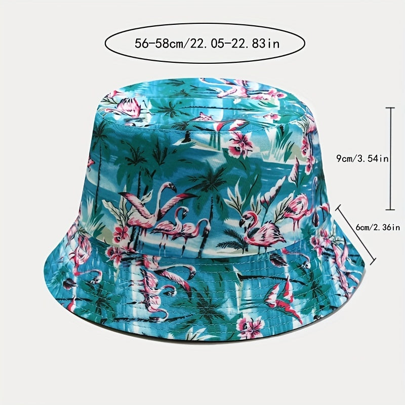 Flamingo Print Bucket Hat Lightweight Sunscreen Basin Hat