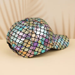 Mermaid Sequin Baseball Cap Colorful Fish Scales Print Unisex Streetwear Hat