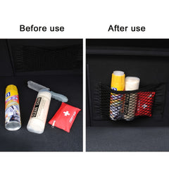 Car Trunk Organizer with Rear Net Mesh Elastic String and Sticker