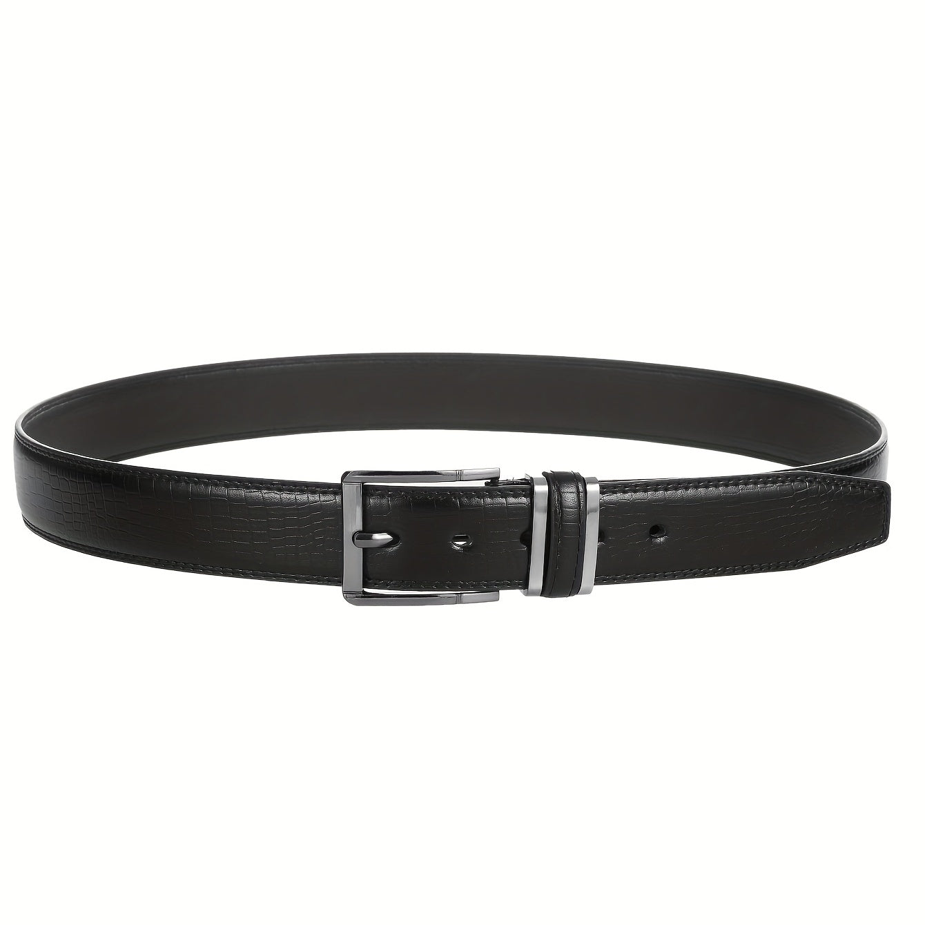 Men's Lizard Pattern Double Circle PU Leather Belt