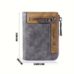 Men's Retro Short Zipper PU Leather Wallet Ideal Gift For Men