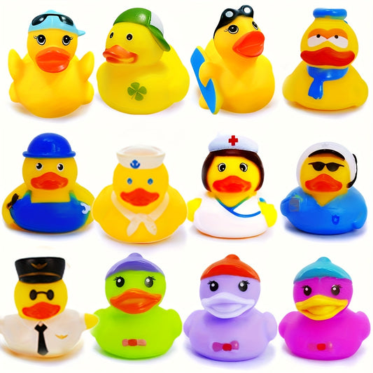 12pcs Colorful Rubber Duckies Kids' Toys Classroom Rewards