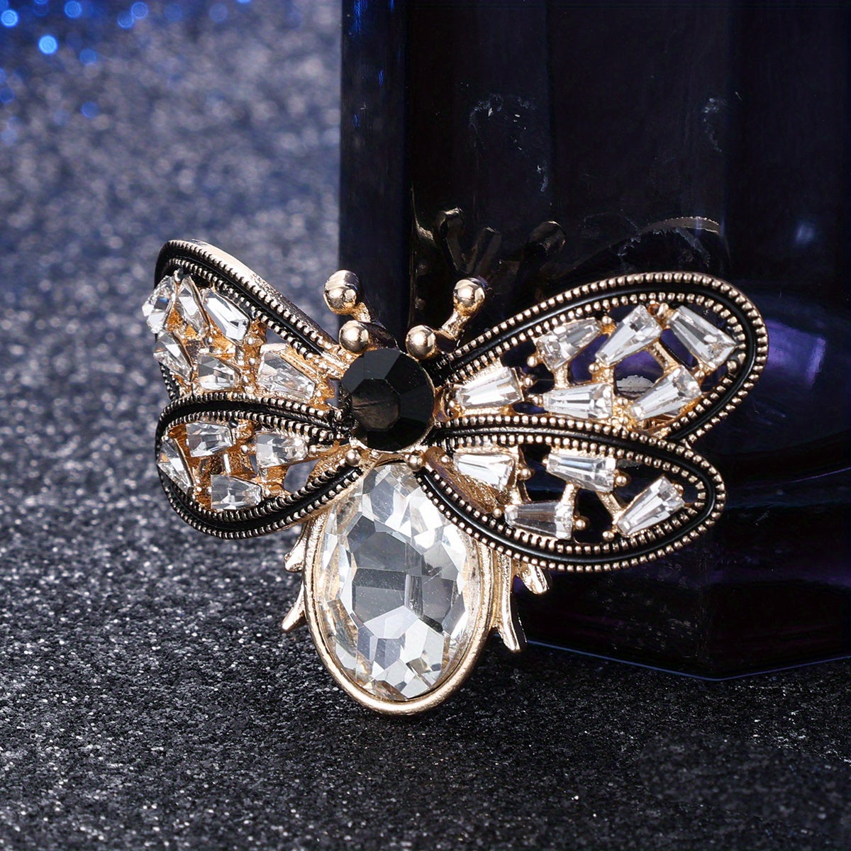 Emerald Rhinestone Bee Brooch Halloween Gift For Men