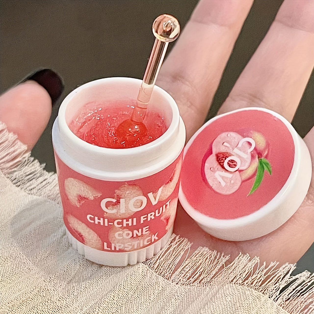 Strawberry Lip Balm Ice Cream Cone Honey Flavor Petrolatum Lipstick
