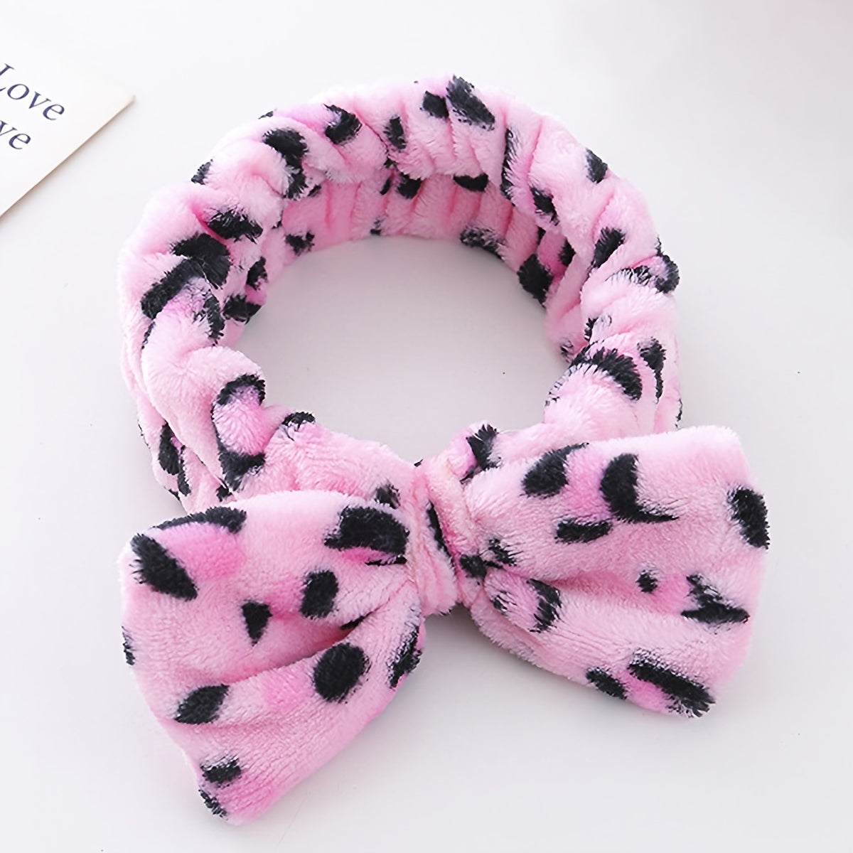 Leopard Print Coral Fleece Bowknot Headband Turban Headband