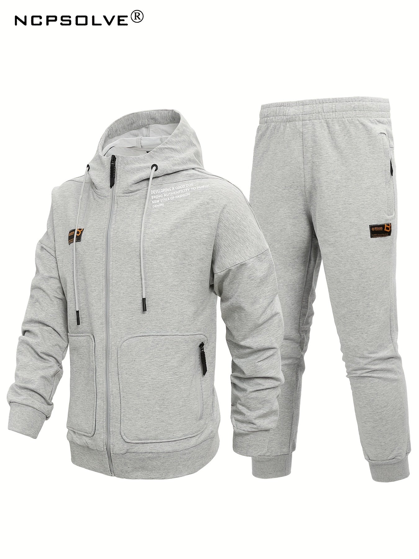 Men's Zip Up Hooded Jacket & Stretch Joggers Set