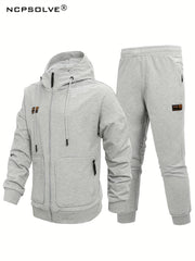 Men's Zip Up Hooded Jacket & Stretch Joggers Set