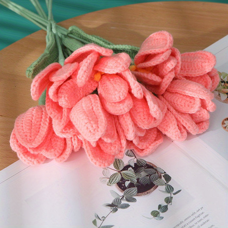1pc Crochet Wool Eternal Flower Tulip Gift Handicrafts