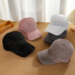 Glitter Shinny Knitted Baseball Cap Solid Hollow Breathable Dad Hat