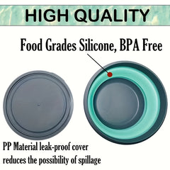 3pcs Silicone Foldable Lunch Box Set with Lid Portable Camping Bowl Picnic Salad