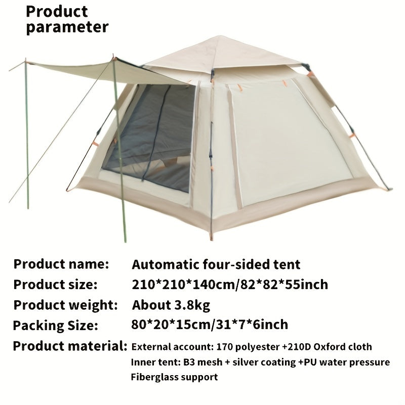 Quick Opening Portable Camping Tent Rainproof Silver Sunscreen