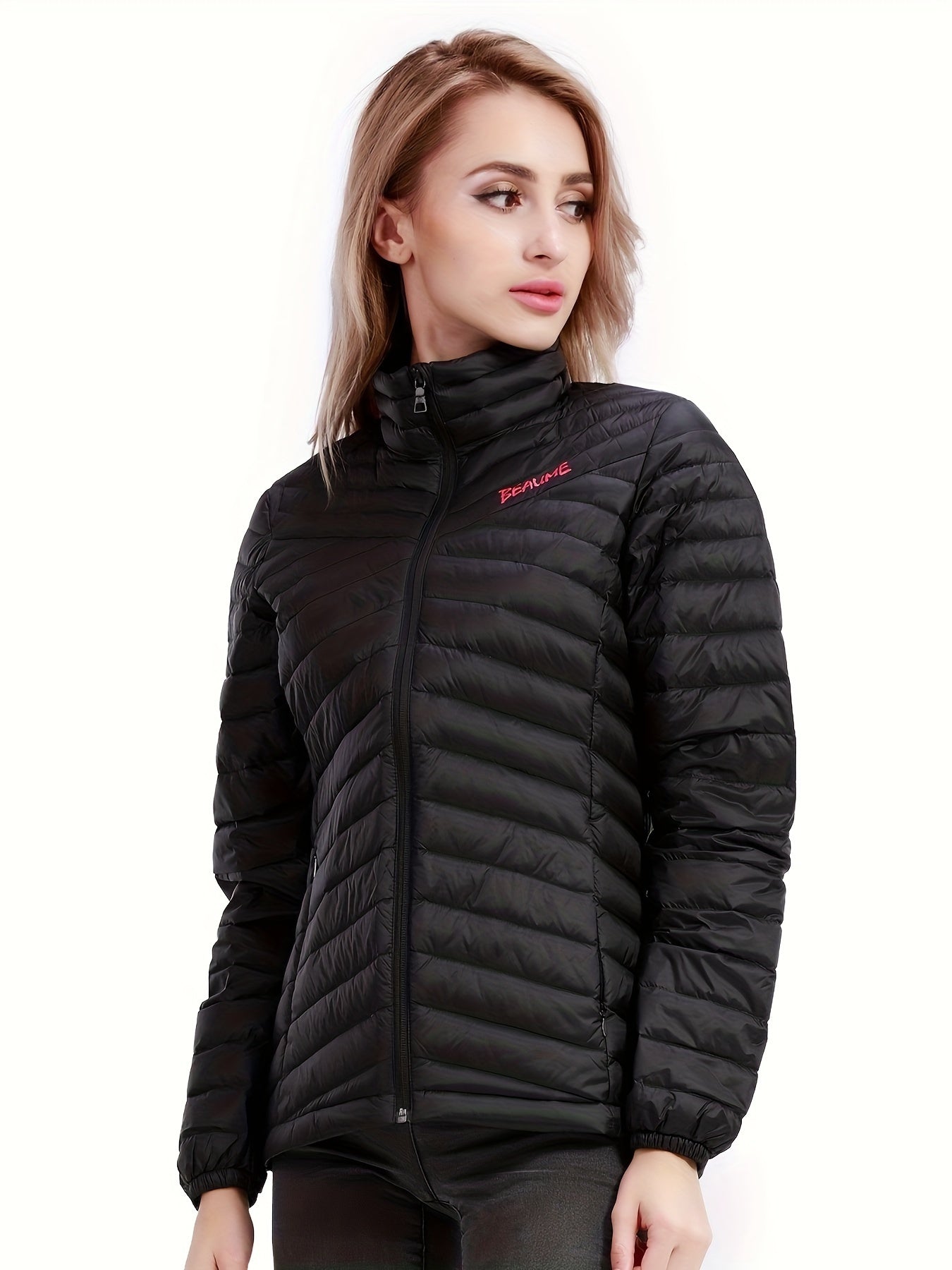 Women's Winter Puff Jacket Letter Embroidered Thermal Puff Coat