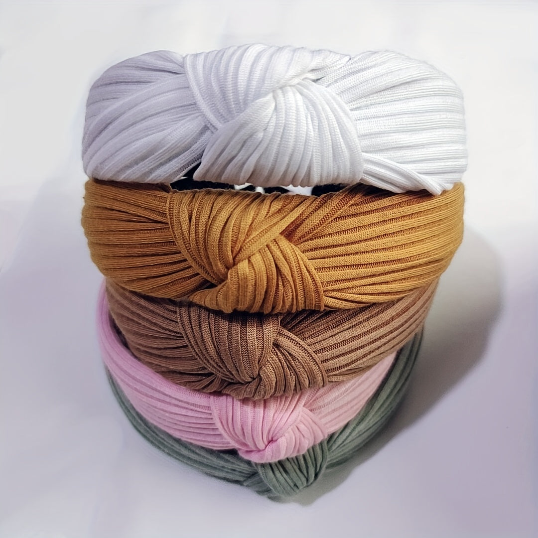 Knitted Fabric Cross Knot Headband Wide Hair Band Retro Style