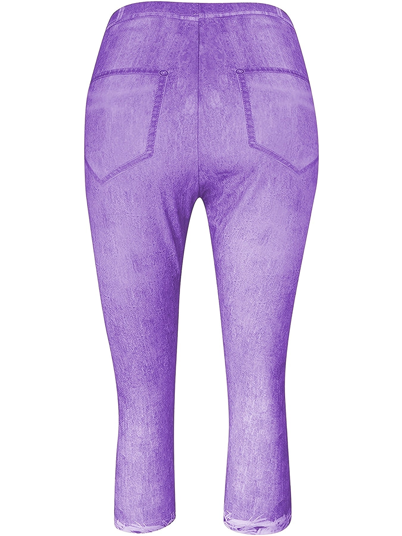 Denim Print Elastic Leggings Casual Skinny Yoga Pants