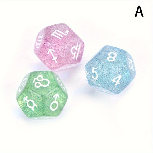 3pcs 12 Sided Zodiac Dice Constellation Divination