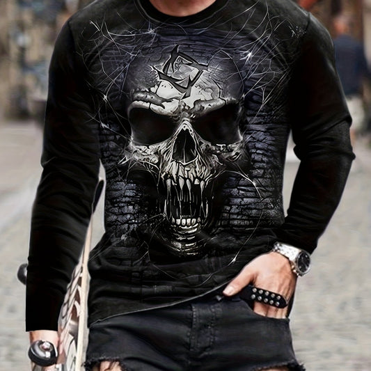 Skull 3D Print Men's Long Sleeve Tee Autumn Mens Clothing