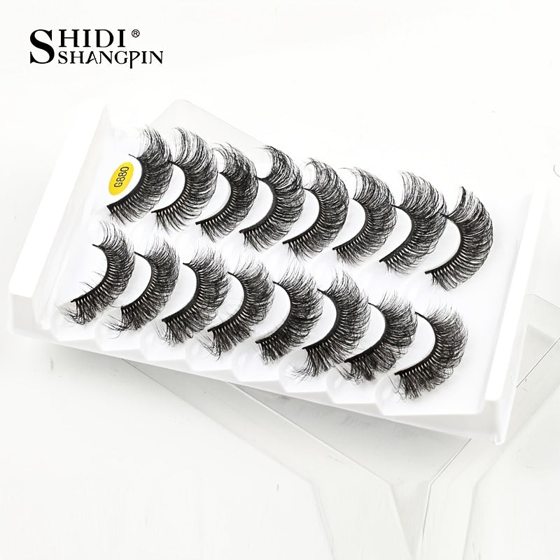 8 Pairs Fluffy Wispy 3D Faux Mink False Eyelashes Extension