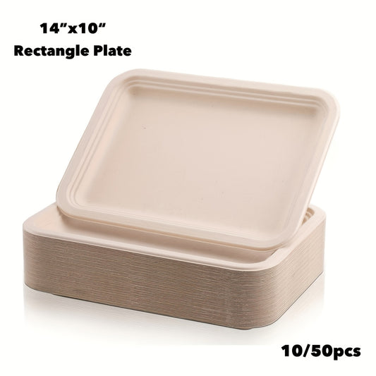 50pcs 35 Biodegradable Paper Plates Heavy Duty Sugarcane Platter for BBQ Picnic