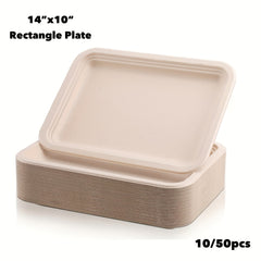 50pcs 35 Biodegradable Paper Plates Heavy Duty Sugarcane Platter for BBQ Picnic