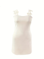  Lace Strap Stretch Cami Dress