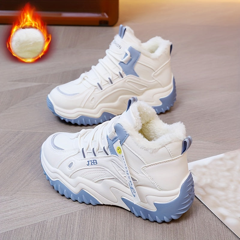 Women's Faux Fur Lined Chunky Sneakers Winter Running Shoes