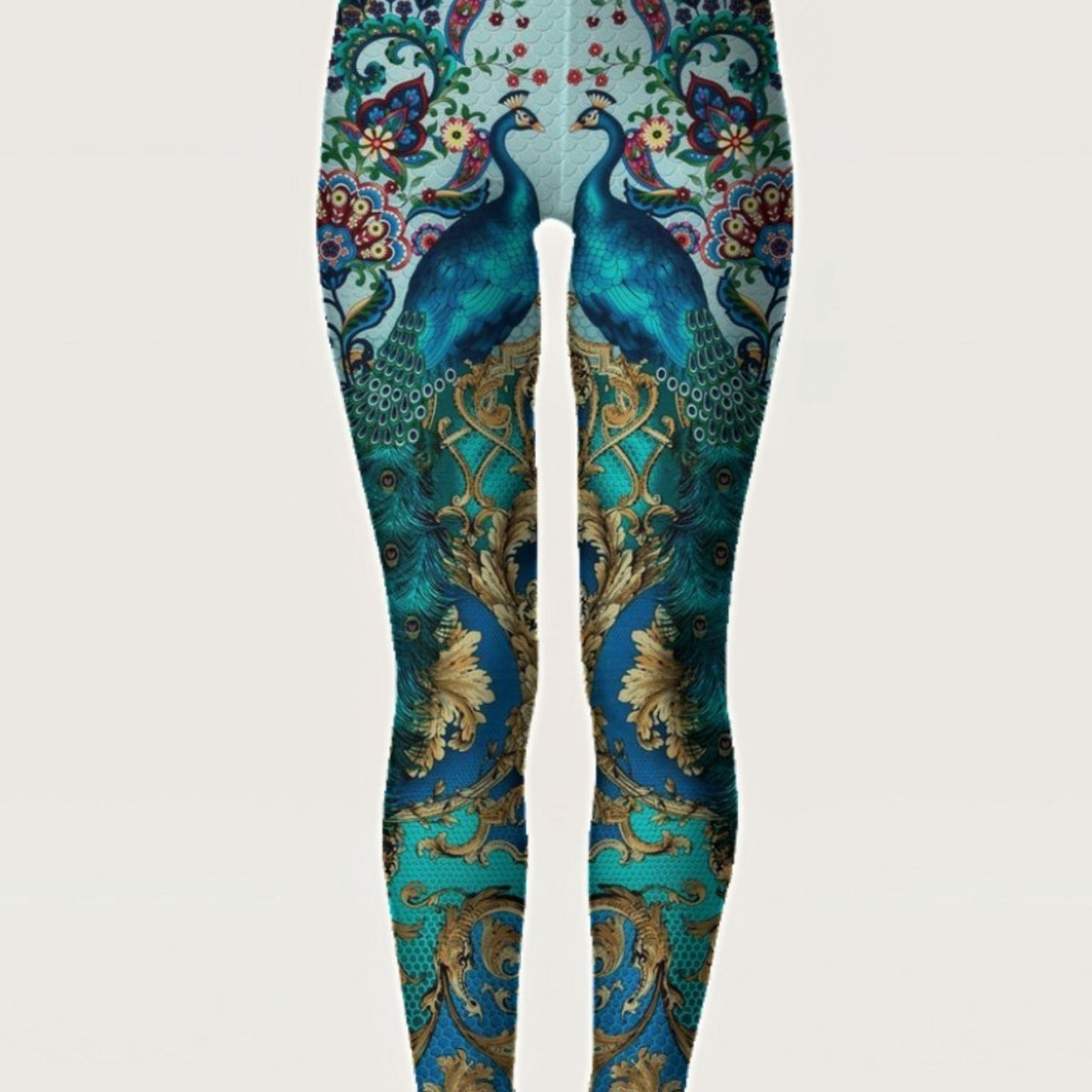 Peacock Print Skinny Leggings High Waist Stretchy Leggings