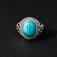 Vintage Turquoise Engagement Ring Wedding Bridal Jewelry