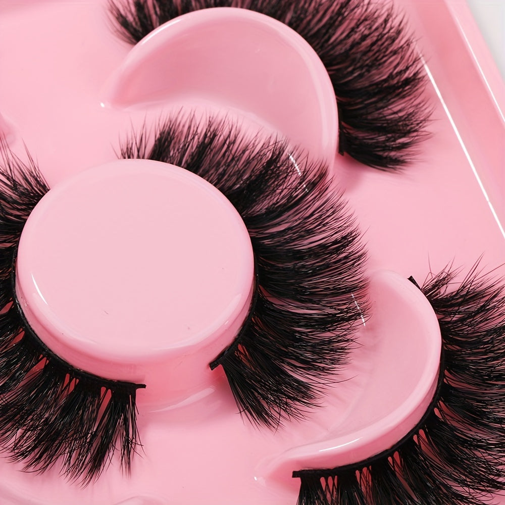 3 Pairs Volumized False Eyelashes Fluffy Wispy Cat Eye Lashes