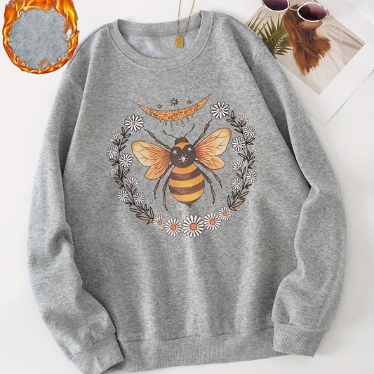 Bee & Flower Graphic Sweatshirt for Women