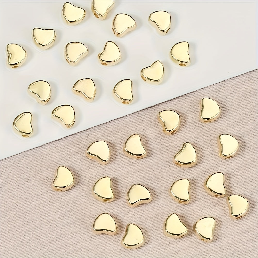 100pc Love Heart CCB Bead Gold Plated Spacer Jewelry Making DIY Charms