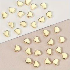 100pc Love Heart CCB Bead Gold Plated Spacer Jewelry Making DIY Charms