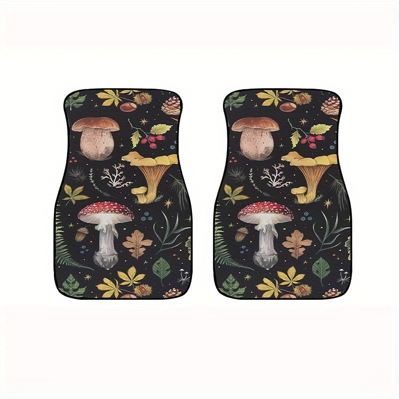 Set of 4 Mushroom Pattern Car Floor Mats