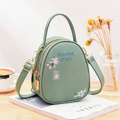 Mini Flower Embroidery Backpack Women's Handbag Stylish Crossbody Purse