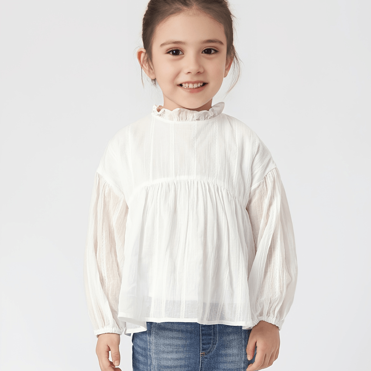 MARC&JANIE Girls Cotton Peplum Blouse Ruffle Collar Shirt