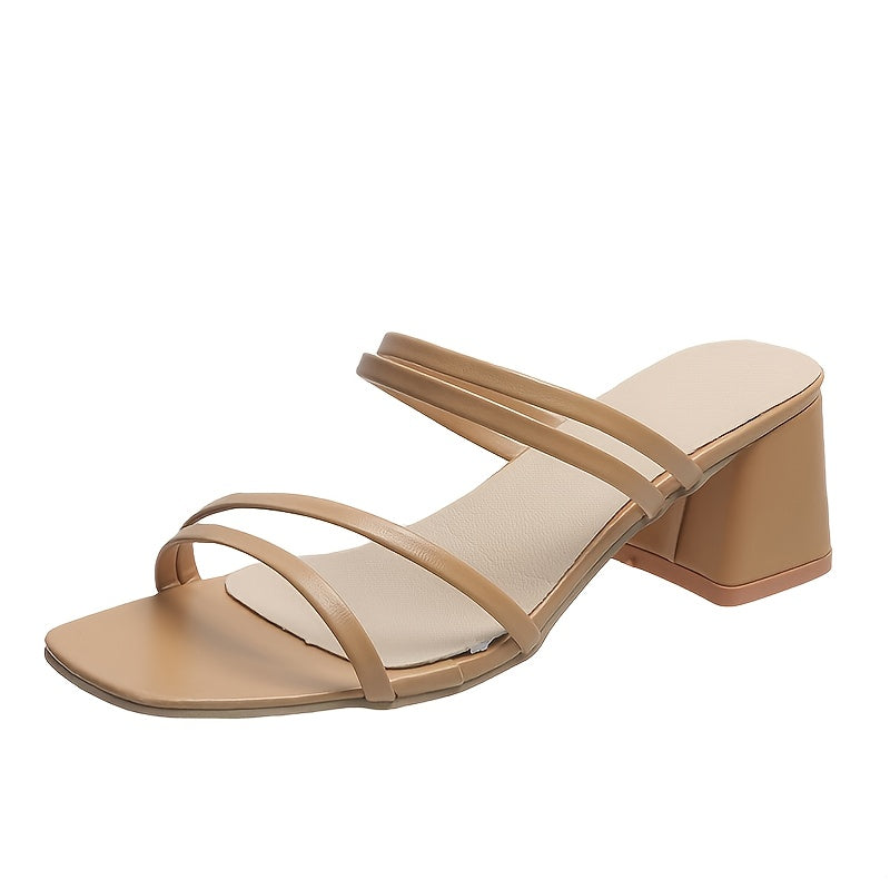 Block Heel Sandals Open Toe Slide Strap Women's Shoes