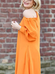  Solid Cold Shoulder Maxi Dress