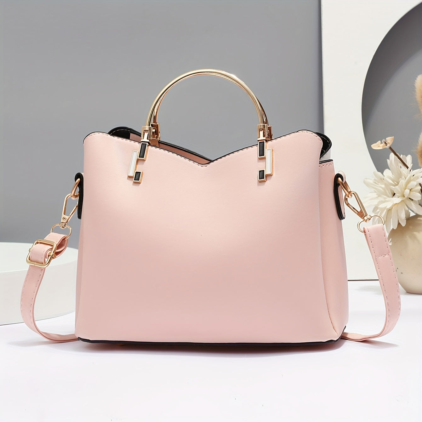 Tassel Accented Colorblock Handbag for Women Crossbody Bag with Zip Closure