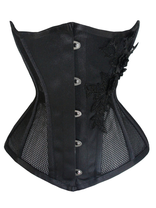 Floral Embroidery Corset Tummy Control Lace Up Body Shaper