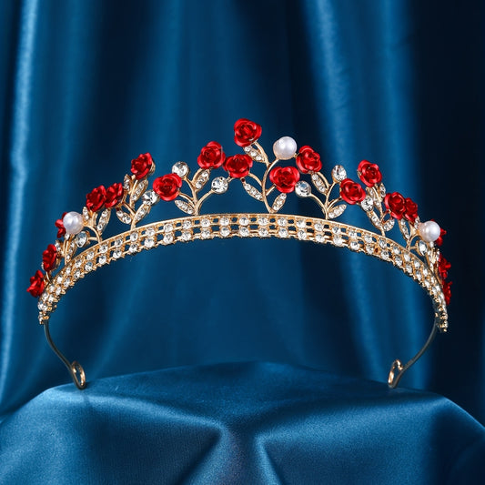 Crystal Rose Flower Headband Bridal Crown