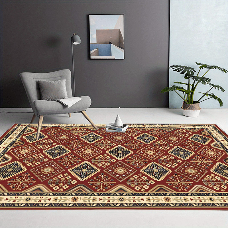 Bohemian Red Classic Pattern Large Carpet Soft Living Room Bedroom